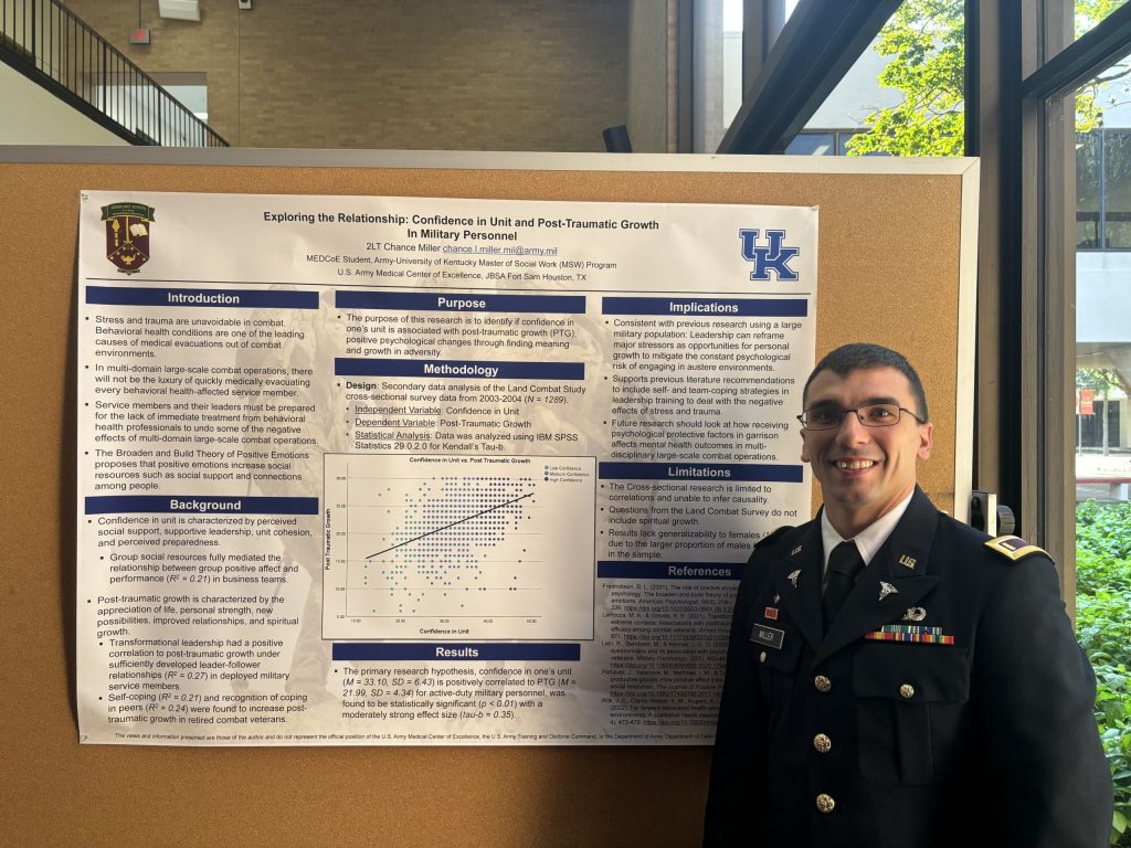 Research on post-traumatic growth in soldiers earns Army-MSW student high honors  