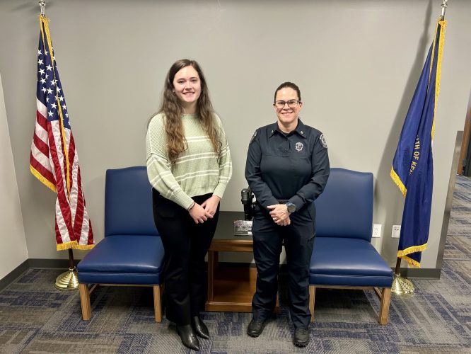 Portrait of social work practicum student Emma and her practicum instructor at the UK Nicholasville Police Department